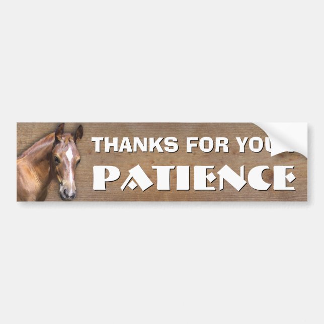 Autocollant De Voiture Transport de chevaux : Merci pour votre patience (Devant)