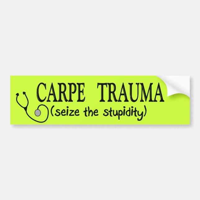 Autocollant De Voiture Traumatisme de Carpe (saisissez la stupidité) (Devant)
