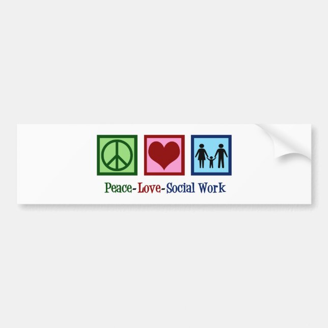 Autocollant De Voiture Travail social d'amour de paix (Devant)