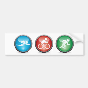 Autocollant De Voiture Triathlon Bumpersticker :  BAIN, CYCLE, COURSE
