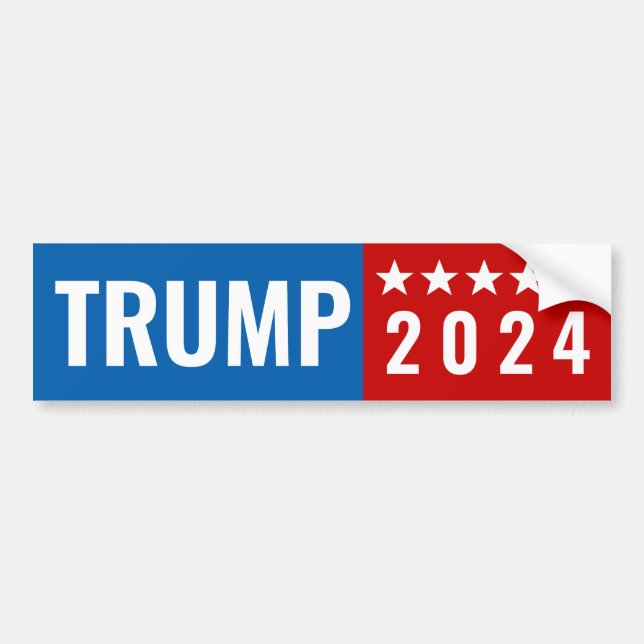 Autocollant De Voiture Trump 2024 Rouge et bleu avec étoiles (Devant)