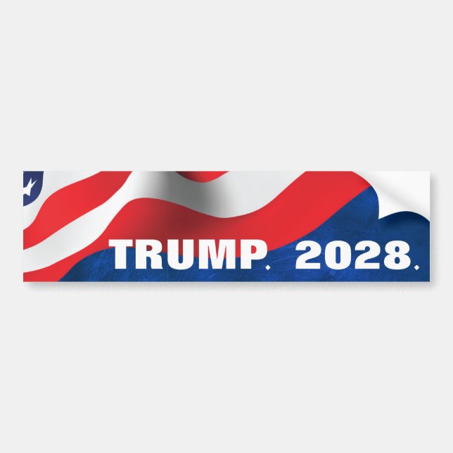 Autocollant De Voiture Trump 2028 Texte avec drapeau (Devant)
