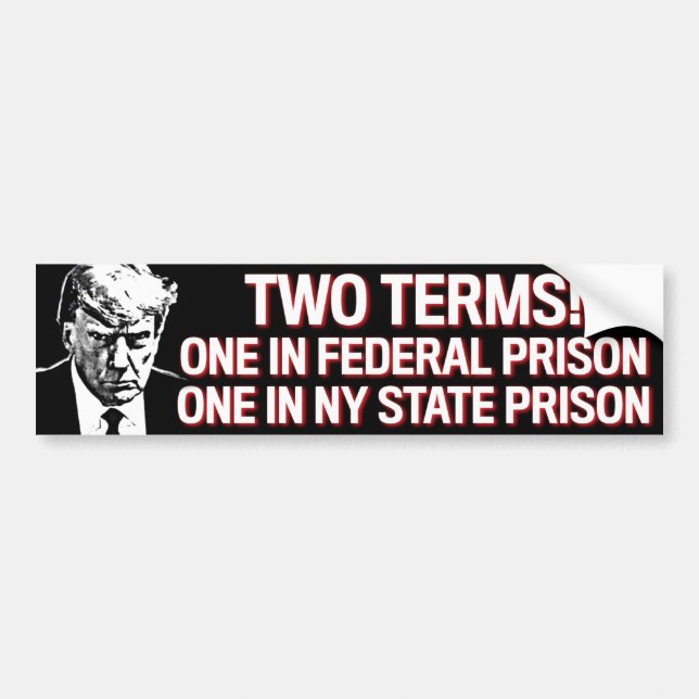 Autocollant De Voiture Trump : deux mandats de prison Mugshot Anti-Trump  (Devant)
