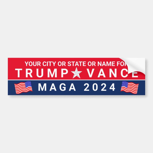 Autocollant De Voiture Trump Vance 2024 MAGA Red Blue Drapeau Personnalis (Devant)