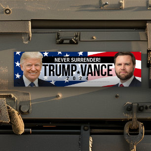 Autocollant De Voiture Trump Vance 2024 Ne jamais céder une citation phot