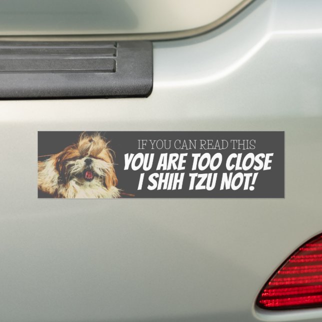 Autocollant De Voiture Tu es trop proche, je chih tzu pas (En voiture)