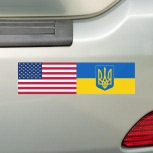 Autocollant De Voiture Ukraine États-Unis Drapeau Américain Trident Ukr