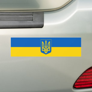Autocollant De Voiture Ukraine - Un trident du drapeau soutient l'Ukraine