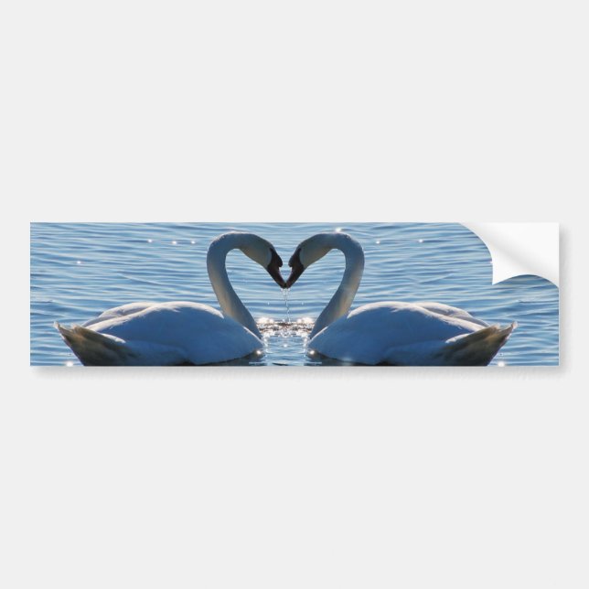 Autocollant De Voiture Un baiser de coeur de cygne, réflexions de l'amour (Devant)