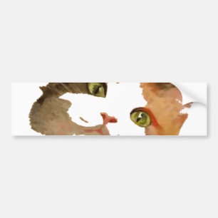Autocollant De Voiture Un chat Calico Vert Portrait Artistique