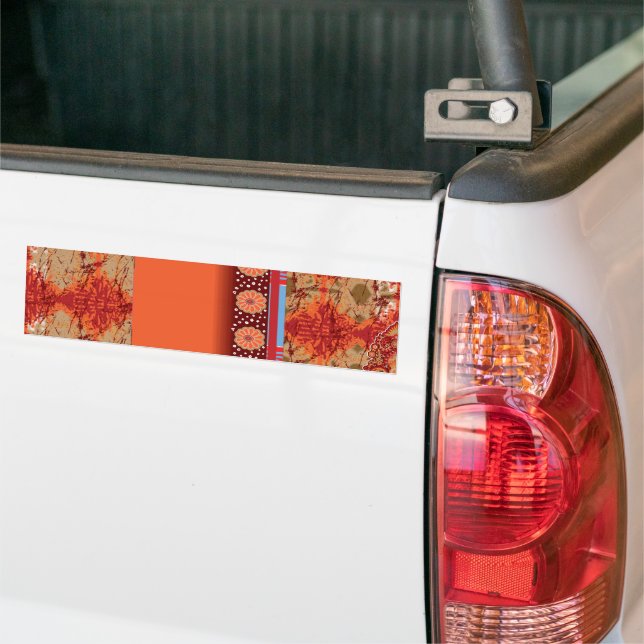 Autocollant De Voiture un design d'un motif rouge et or (Sur camion)