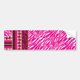 Autocollant De Voiture Un motif floral complexe en rose et blanc, art