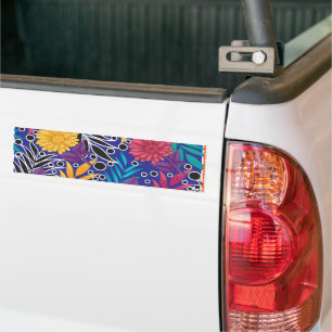 Autocollant De Voiture une fleur colorée et un motif feuille sur un bac b