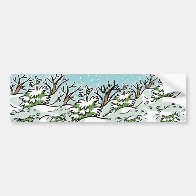 Autocollant De Voiture Une forêt neigeuse - (Devant)