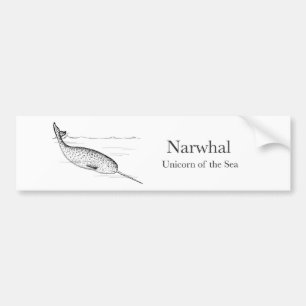 Autocollant De Voiture Unicorne de baleine de Narwhal de la mer