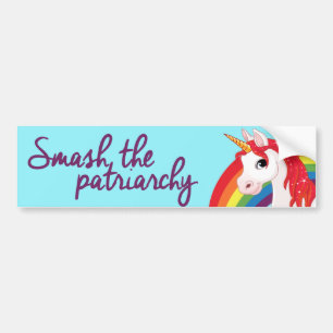 Autocollant De Voiture Unicornes et arcs-en-ciel - Smash the Patriarchy -