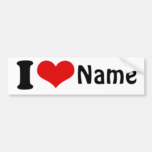 Autocollant De Voiture Valentines personnalisables Jour J'aime Coeur Pers (Devant)