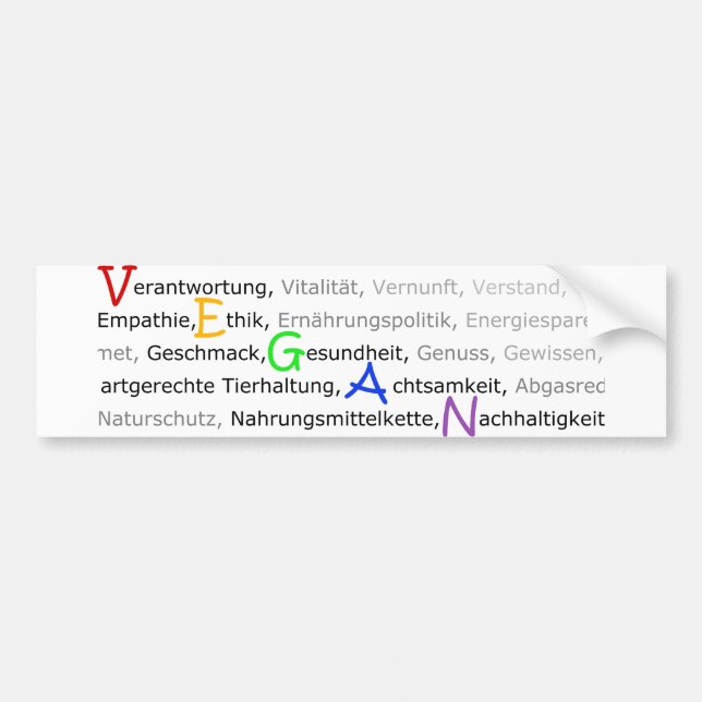 Autocollant De Voiture végétalien de warum ? pourquoi végétalien ? (Devant)