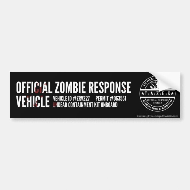 Autocollant De Voiture Véhicule officiel de réponse de zombi (Devant)