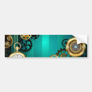Autocollant De Voiture Veille bijoux Steampunk sur un Arrière - plan vert