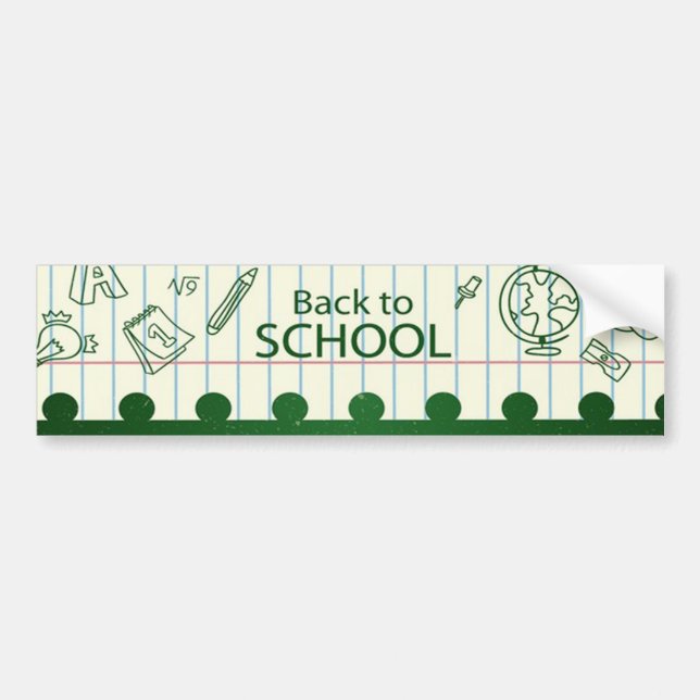 Autocollant De Voiture Vert de rentrée scolaire branché (Devant)