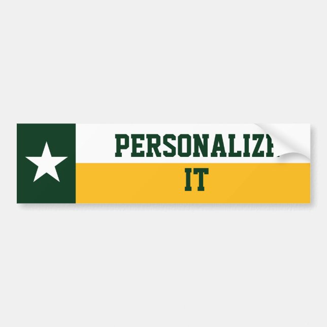 Autocollant De Voiture Vert et drapeau du Texas d'or (Devant)