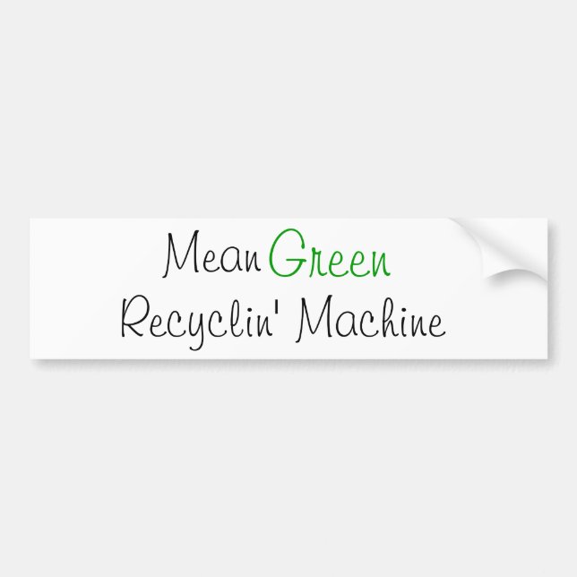 Autocollant De Voiture Vert moyen, machine de Recyclin (Devant)