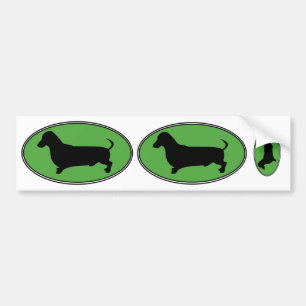 Autocollant De Voiture Vert-Simple ovale de teckel
