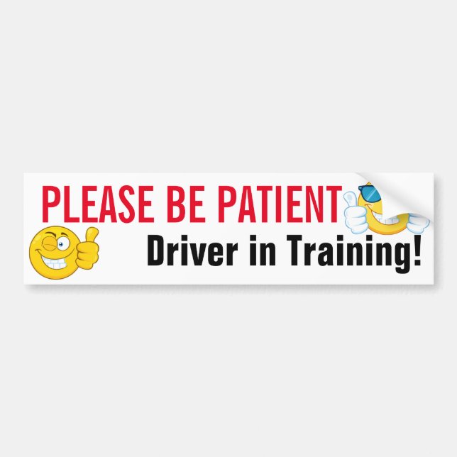 Autocollant De Voiture Veuillez être patient, conducteur en formant Emoji (Devant)
