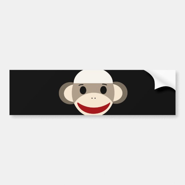 Autocollant De Voiture Visage de sourire mignon de singe de chaussette (Devant)