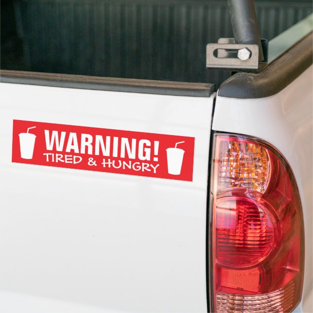 Autocollant De Voiture Voiture d'avertissement fatigué et affamé (Sur camion)