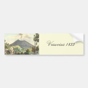Autocollant De Voiture Volcan actif du Vésuve 1832 Naples Italie