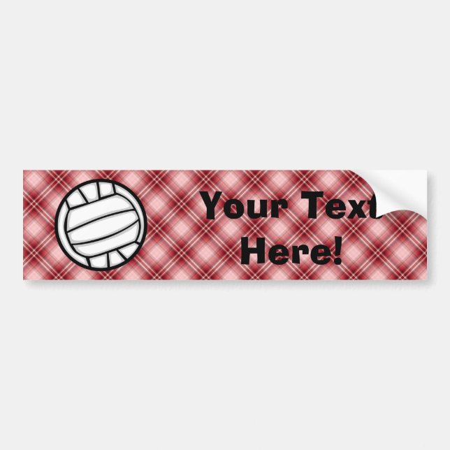 Autocollant De Voiture Volleyball rouge de plaid (Devant)