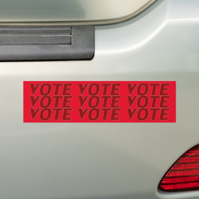 Autocollant De Voiture Vote vote typographie rouge moderne (En voiture)