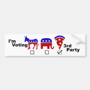 Autocollant De Voiture Votez le tiers : Partie de pizza ! Adhésif pour