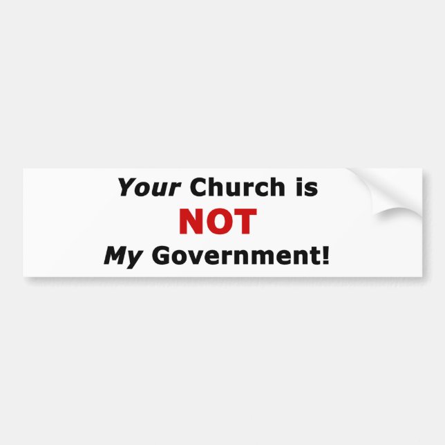 Autocollant De Voiture Votre église n'est pas mon gouvernement (Devant)