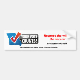Autocollant De Voiture Votre vote compte l'adhésif pour pare-chocs