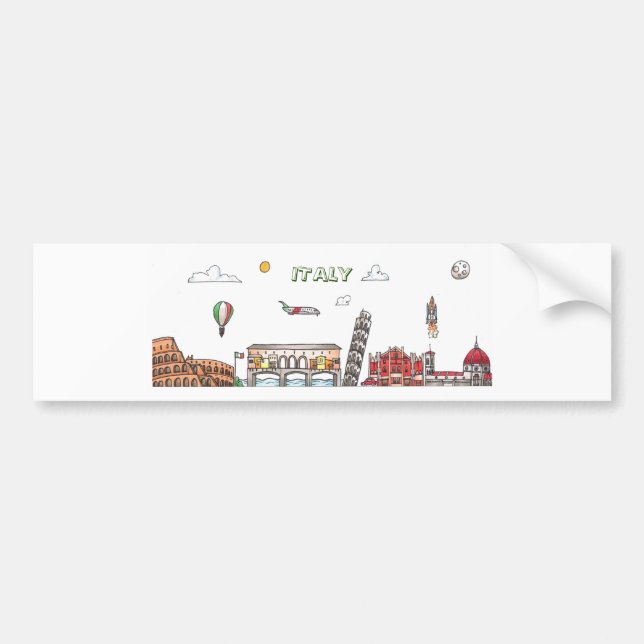 Autocollant De Voiture Voyagez dans le monde - Italie Bumper Sticker (Devant)