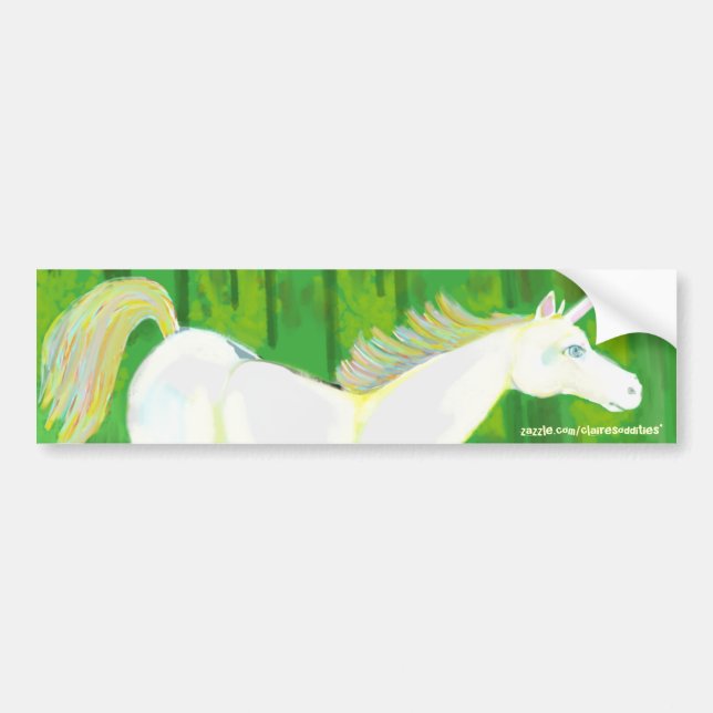 Autocollant De Voiture Vraie licorne dans une forêt Bumpersticker (Devant)