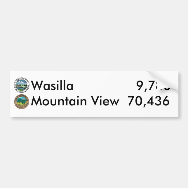Autocollant De Voiture Wasilla contre le Mountain View (Devant)