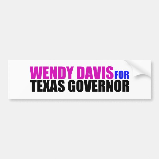Autocollant De Voiture Wendy Davis pour le gouverneur du Texas (Devant)