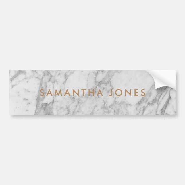 Autocollant De Voiture White Carrara Marble Gold Classic Personalised (Devant)