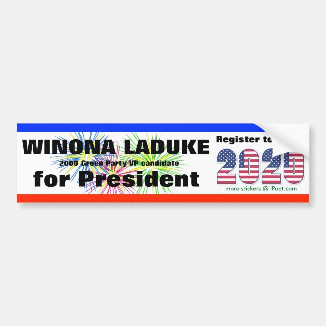 AUTOCOLLANT DE VOITURE WINONA LADUKE POUR LE PRÉSIDENT 2020 - (Devant)