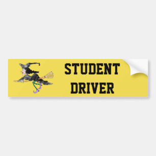 Autocollant De Voiture WItch On Broom Student Driver Bumper Sticker