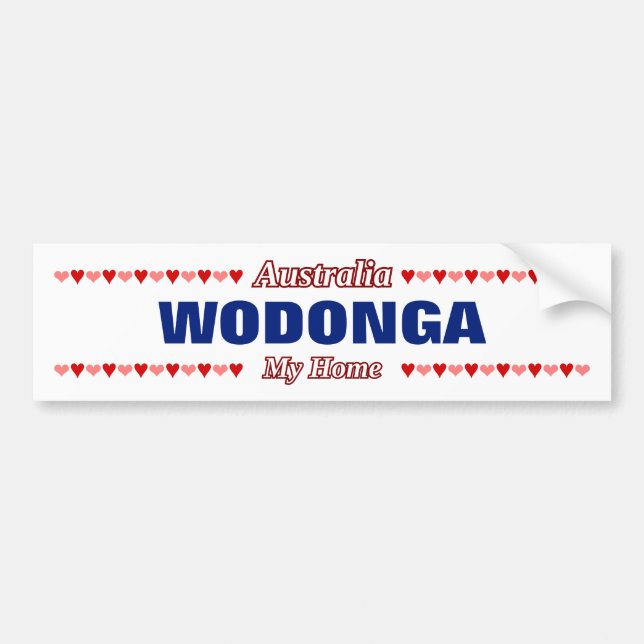 Autocollant De Voiture WODONGA - My Home - Australie; Coeurs rouges et ro (Devant)