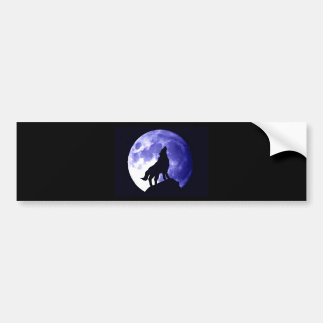 Autocollant De Voiture Wolf Howling à Moon (Devant)