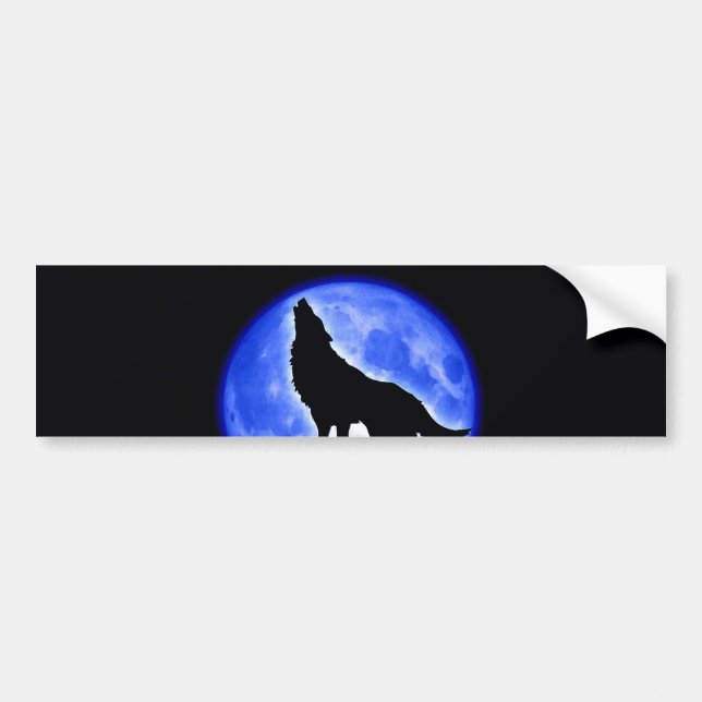 Autocollant De Voiture Wolf Howling à Moon (Devant)