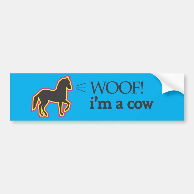 Autocollant De Voiture Woof, je suis une vache (Devant)