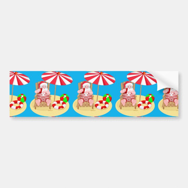 Autocollant De Voiture xmas beach santa claus (Devant)