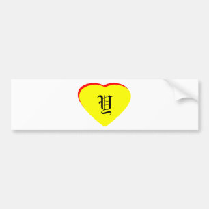 Autocollant De Voiture "Y" Coeur Jaune Rouge Faire-part de mariage Le MUS